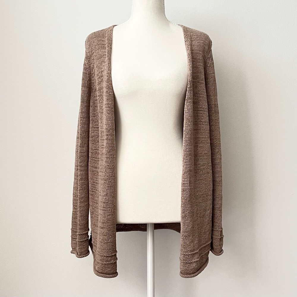 Lord & Taylor Women's Open Knit Cardigan Sweater Size S Brown Boho Relaxed Fit